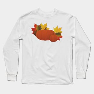 Autumn Leaves with Pumpkins Long Sleeve T-Shirt